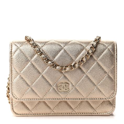 chanel wallet on chain quilted metallic mini gold|chanel wallet on chain real.